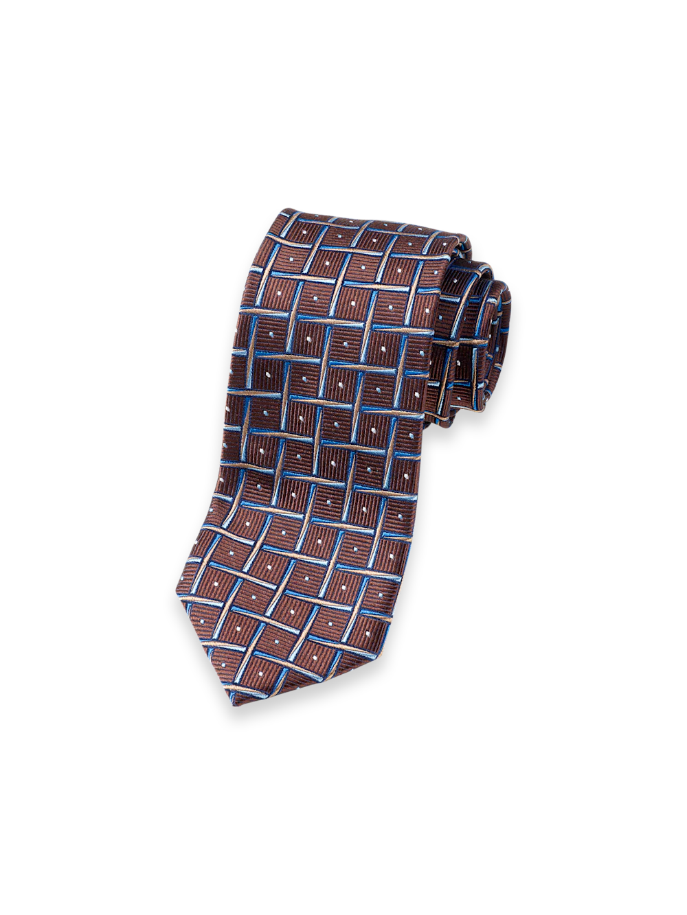 Basketweave Woven Silk Tie - Brown