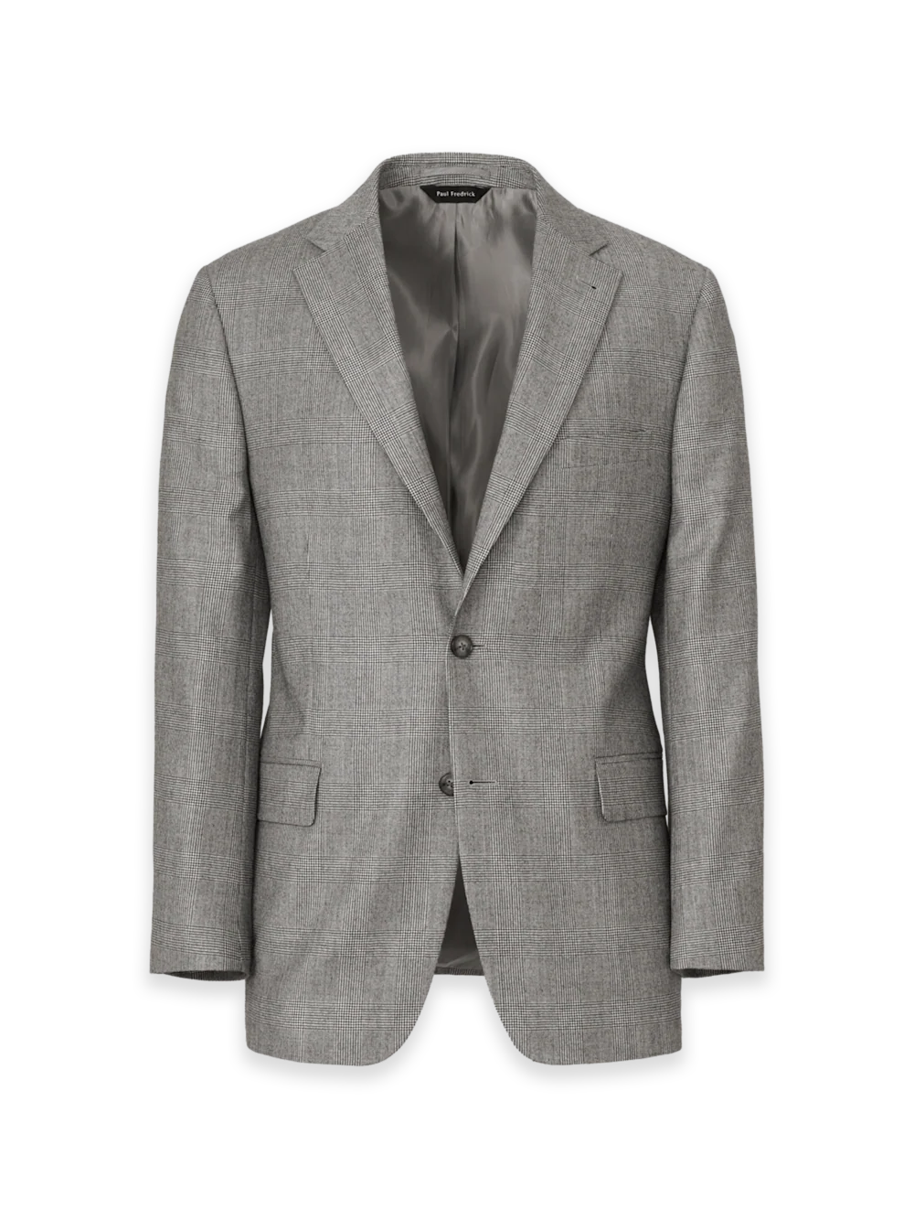 Black/White Wool Glen Plaid Single Breasted Notch Lapel Suit Jacket - Black/white