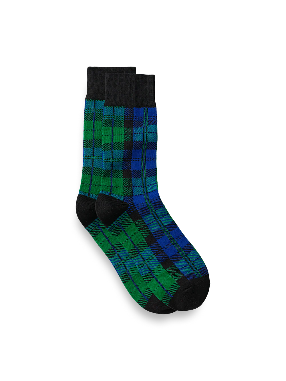 Blackwatch Plaid Cotton Blend Socks - Blue Multi