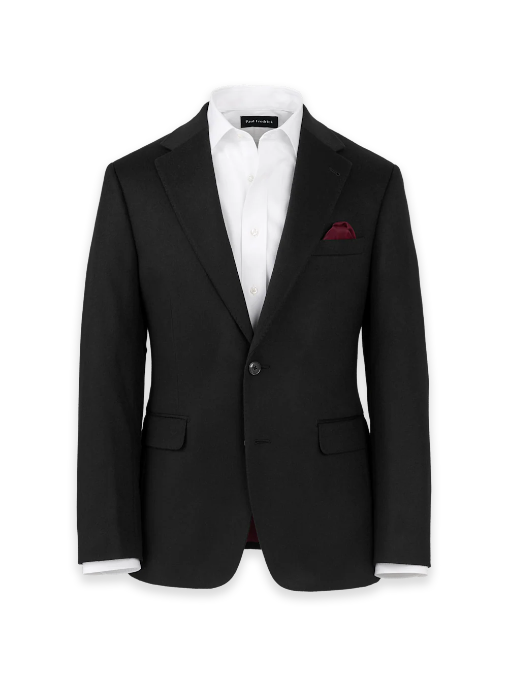 Cashmere Single Breasted Notch Lapel Sport Coat - Black