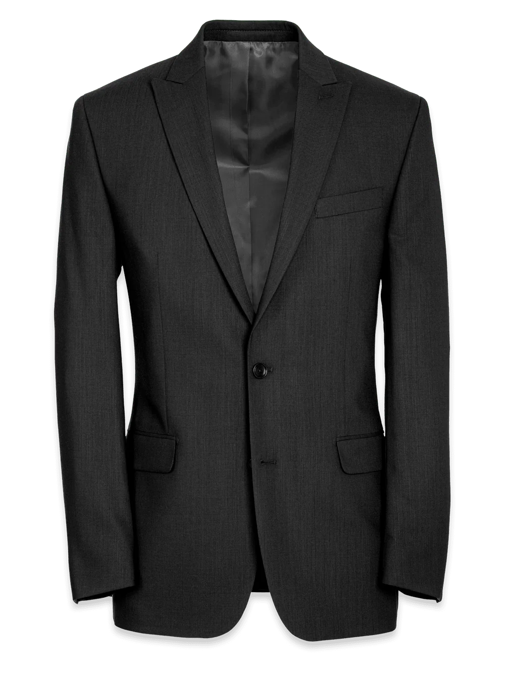 Classic Fit Essential Wool Peak Lapel Side Vents Suit Jacket - Black