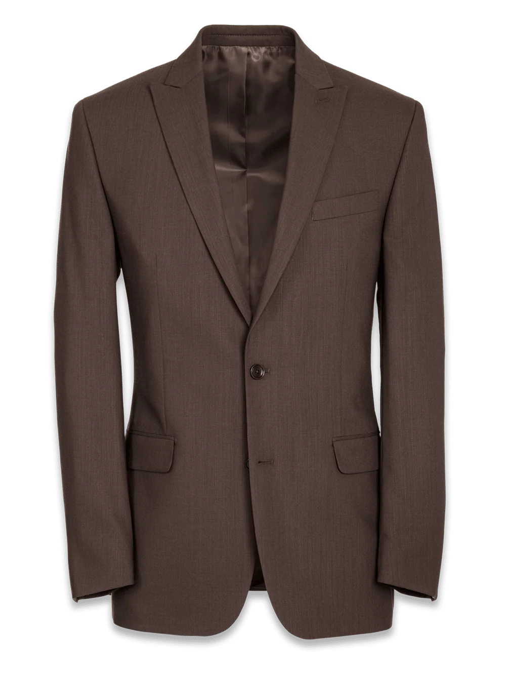 Classic Fit Essential Wool Peak Lapel Side Vents Suit Jacket - Brown