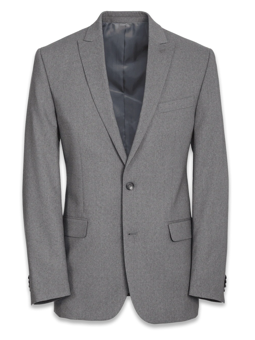 Classic Fit Essential Wool Peak Lapel Side Vents Suit Jacket - Grey