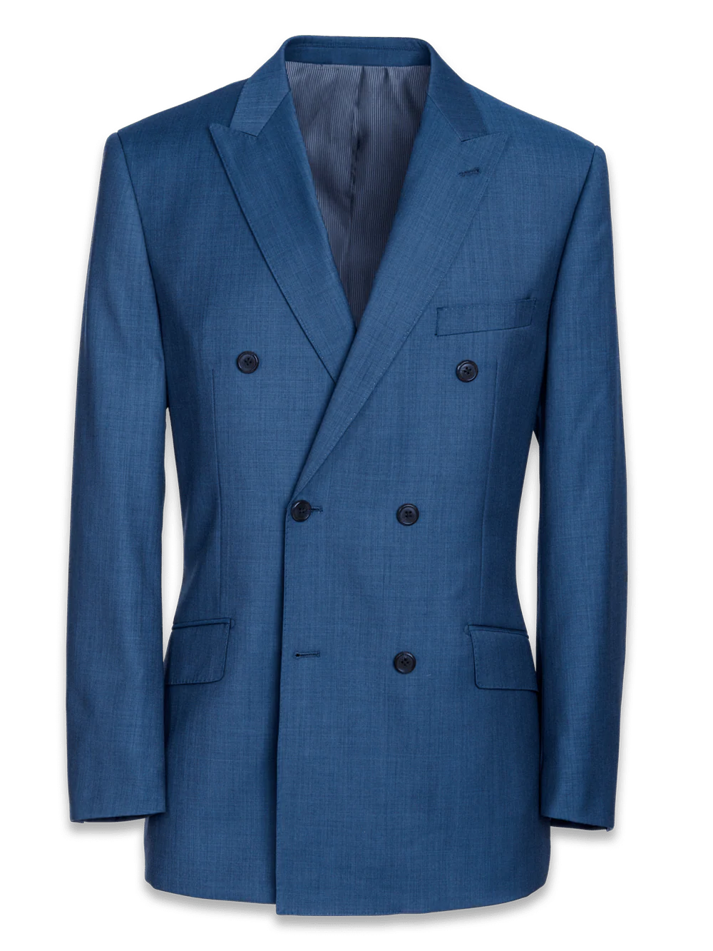 Classic Fit Sharkskin Double Breasted Peak Lapel Suit Jacket - Slate Blue