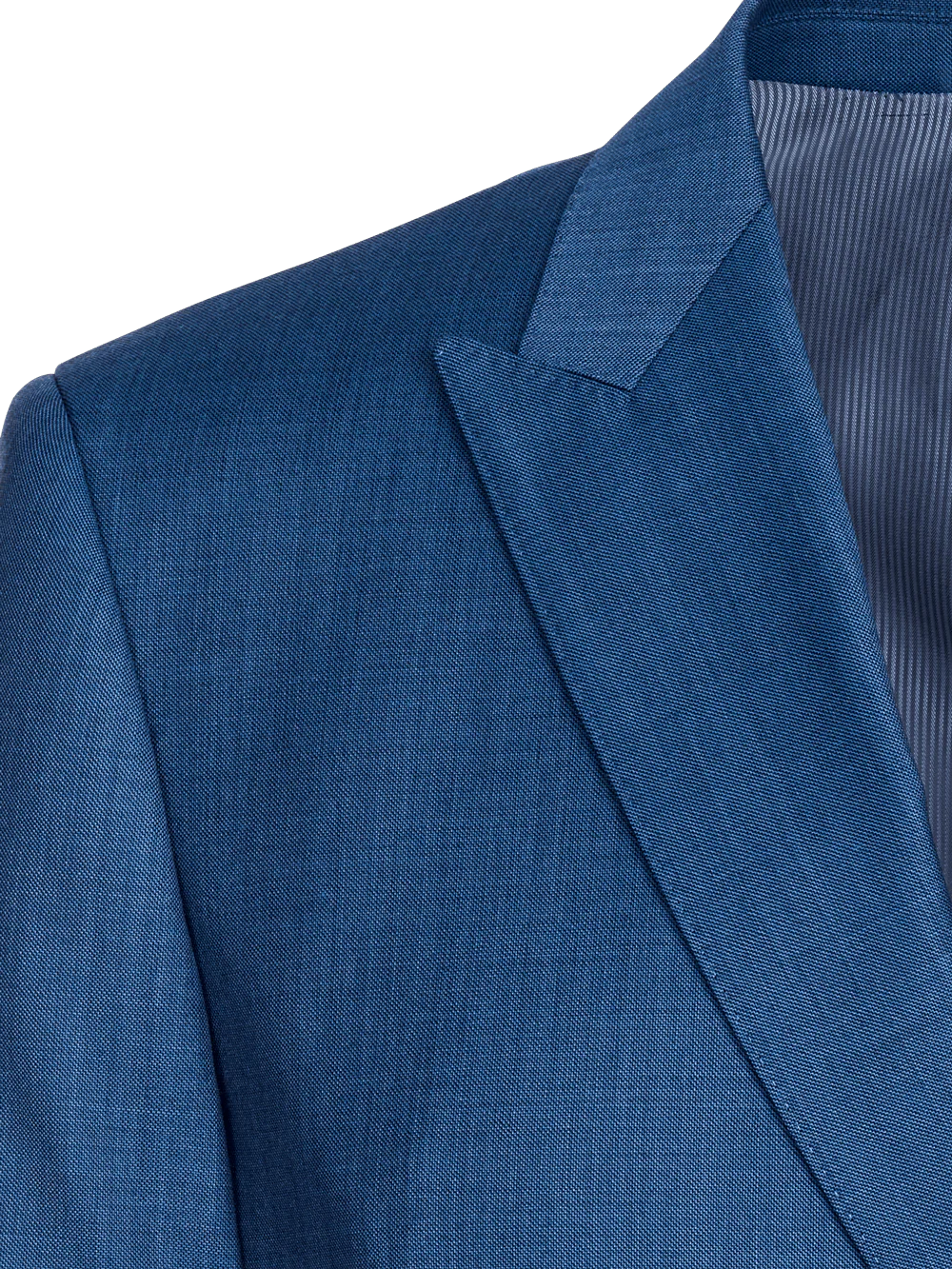 Classic Fit Sharkskin Double Breasted Peak Lapel Suit Jacket - Slate Blue - Image 4