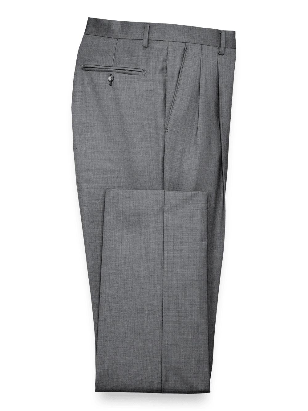 Classic Fit Sharkskin Pleated Suit Pants - Grey