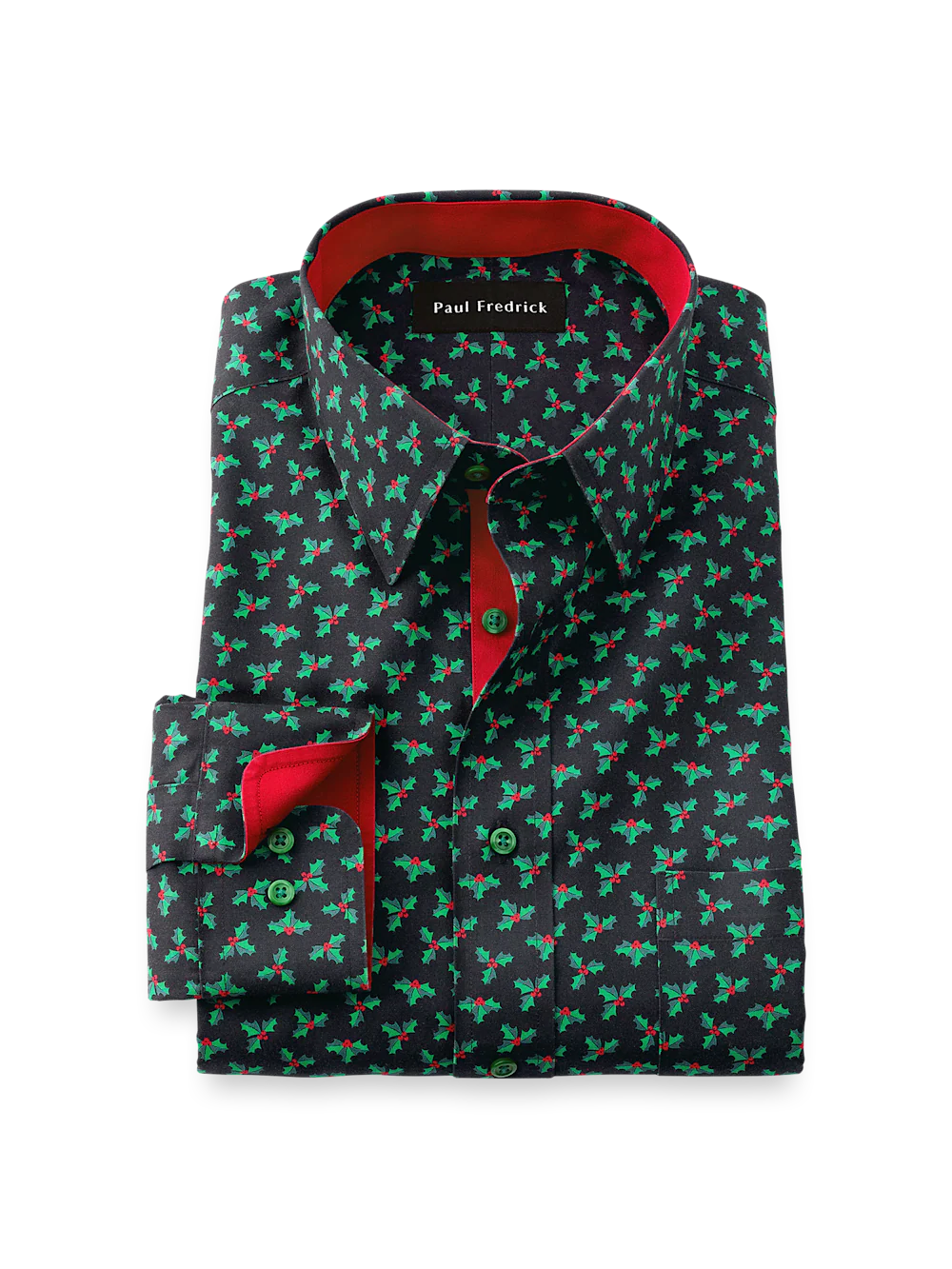 Comfort Stretch Non-Iron Novelty Dress Shirt With Contrast Trim - Black
