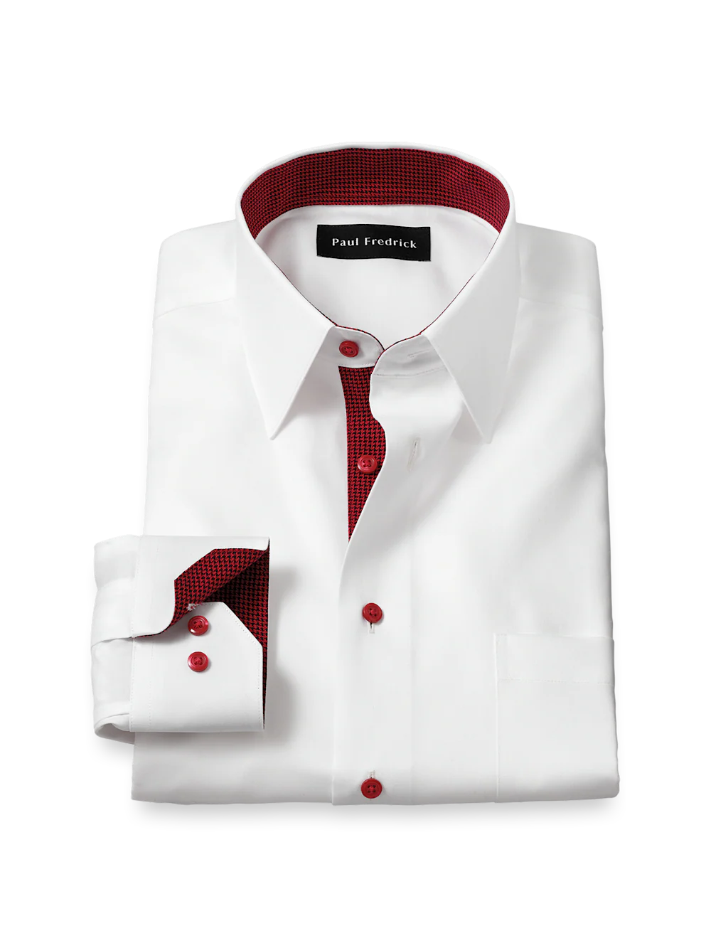 Comfort Stretch Non-Iron Solid Dress Shirt With Contrast Trim - White