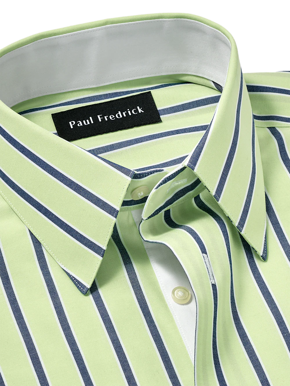 Comfort Stretch Non-Iron Stripe Dress Shirt With Contrast Trim - Green/blue - Image 7