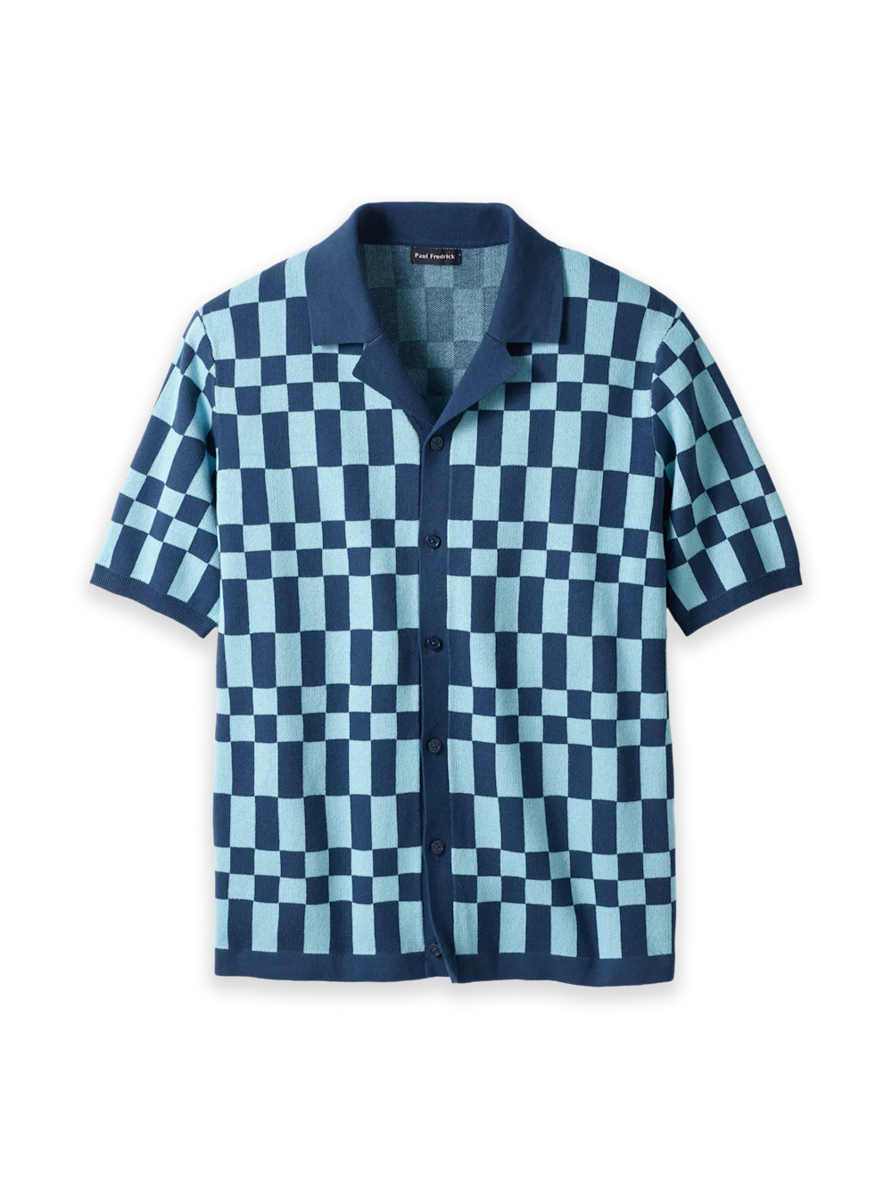 Cotton Button Front Camp Sweater - Blue Multi