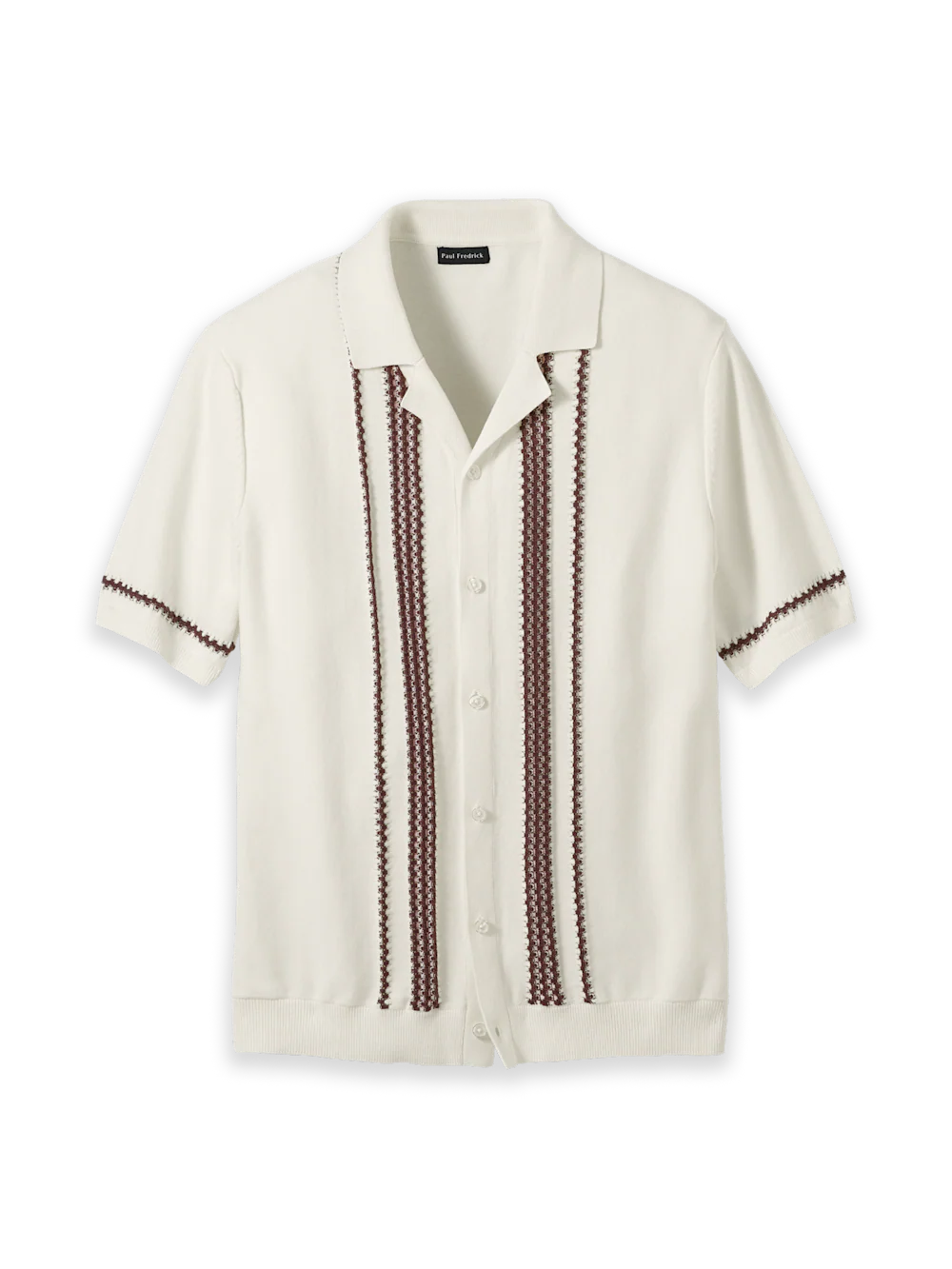 Cotton Button Front Camp Sweater - White Multi