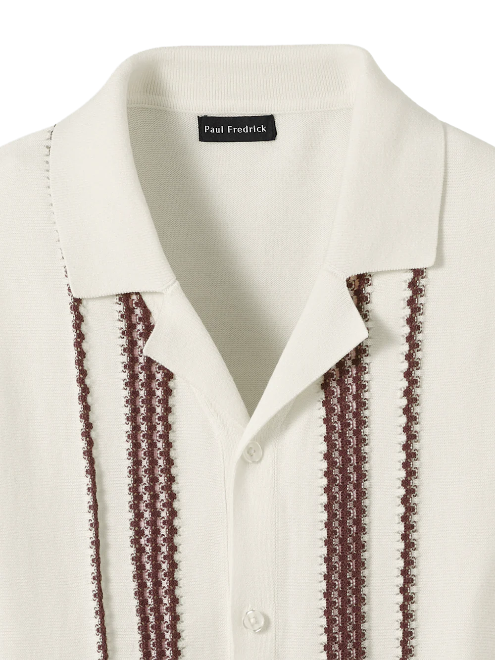 Cotton Button Front Camp Sweater - White Multi - Image 6
