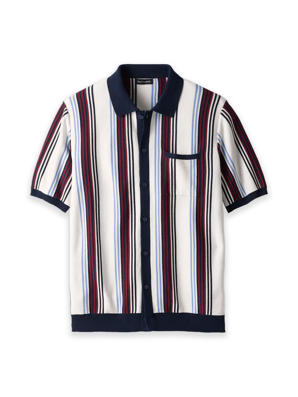 Cotton Button Front Polo - Navy Multi