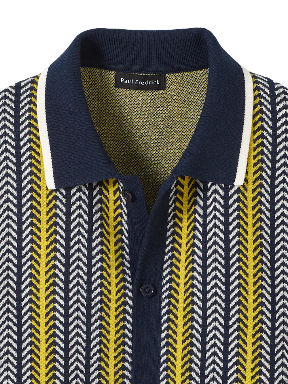 Cotton Button Front Polo - Navy/yellow - Image 6