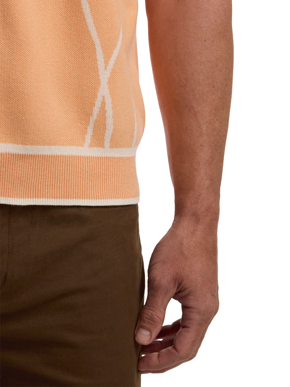 Cotton Button Front Polo - Peach - Image 4