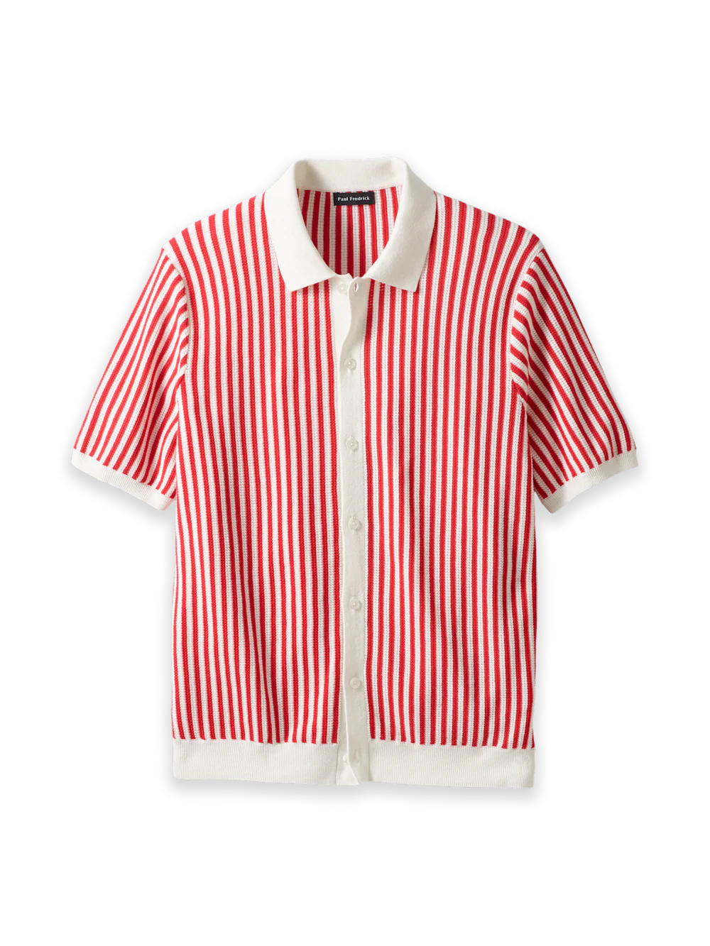 Cotton Crochet Button Front Polo - Pink