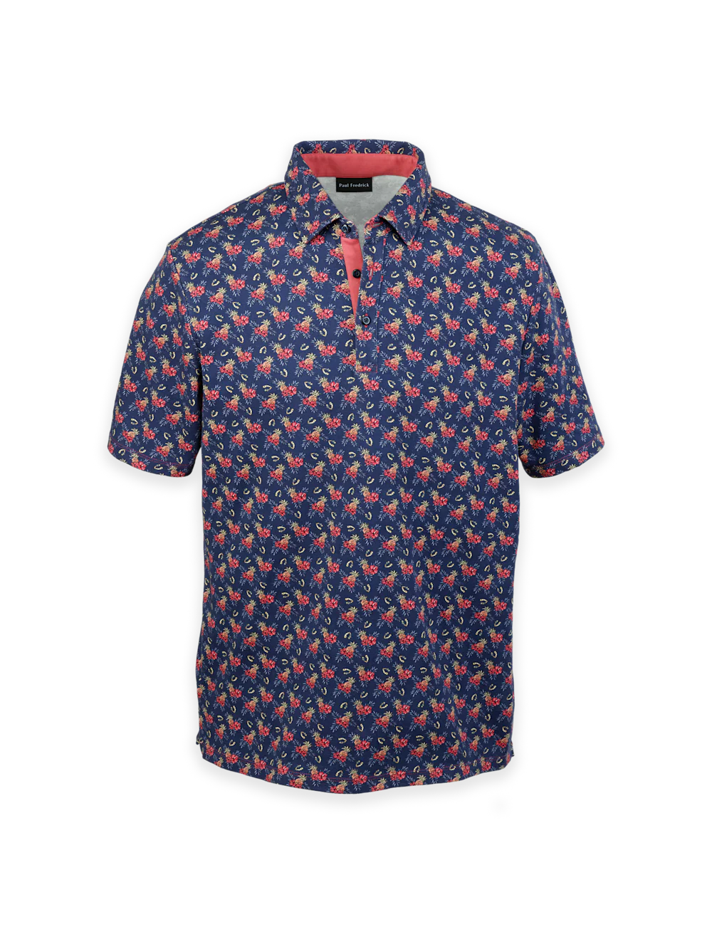 Cotton Full Button Front Polo - Navy Multi