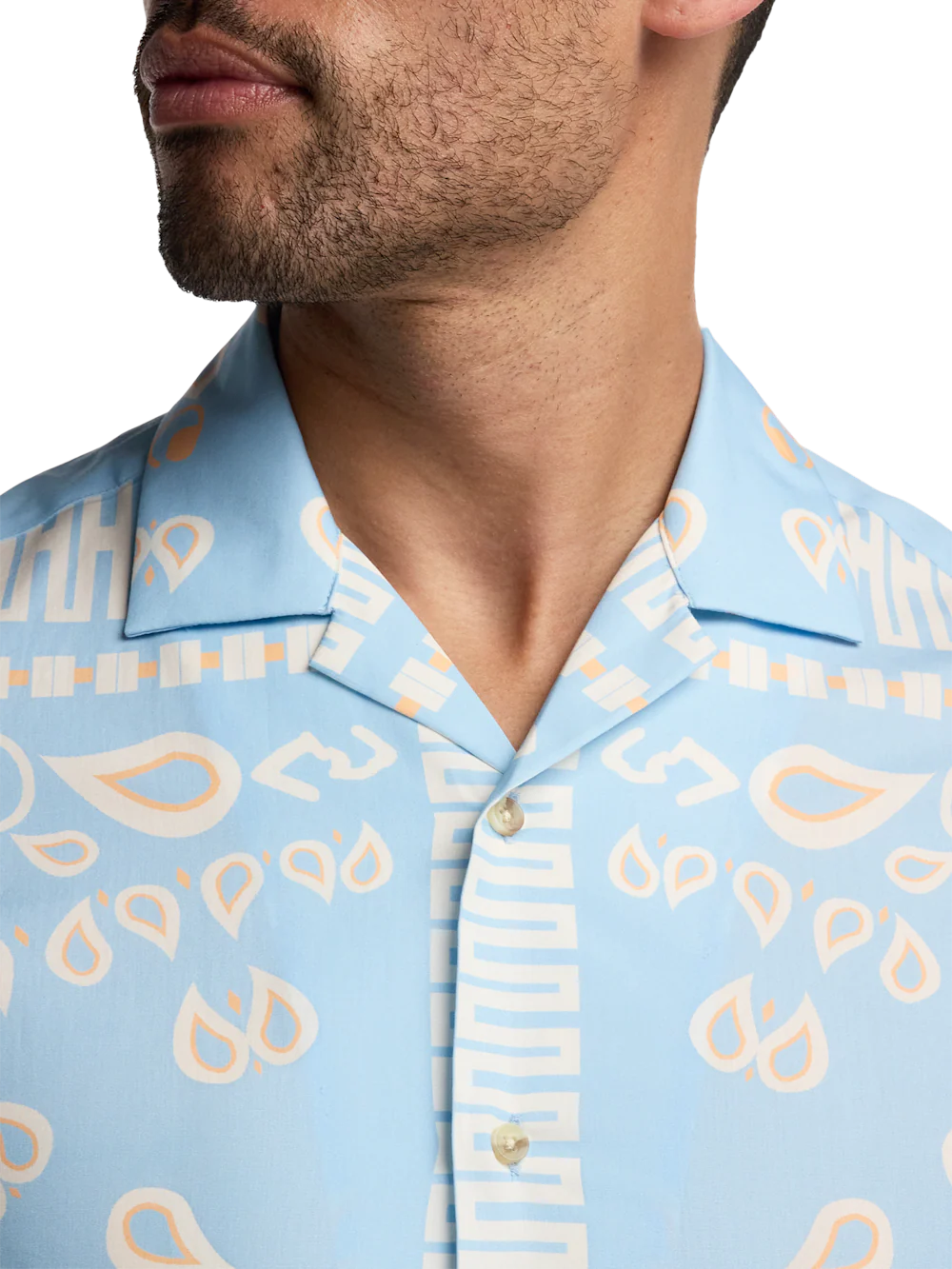 Cotton Paisley Bandana Casual Shirt - Blue - Image 3