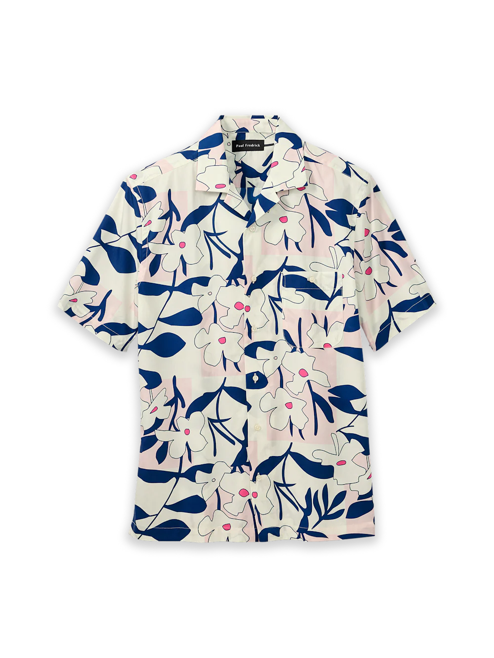 Cotton Patchwork Botanical Casual Shirt - Pink/blue