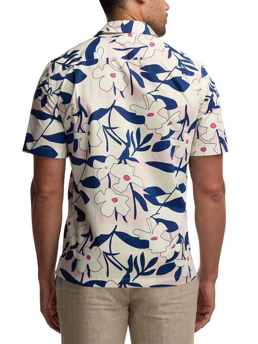 Cotton Patchwork Botanical Casual Shirt - Pink/blue - Image 5