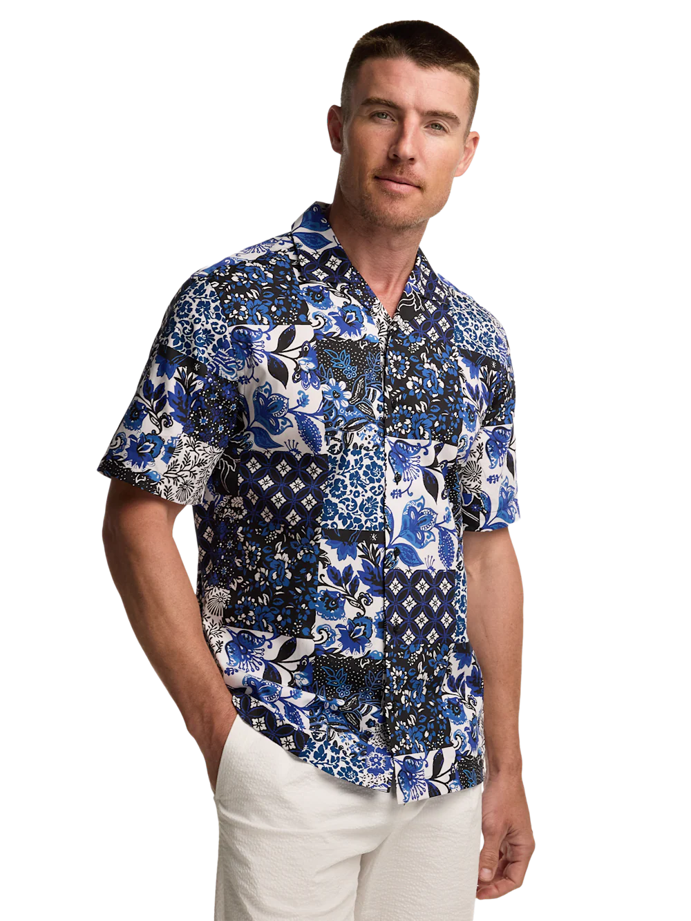 Cotton Patchwork Casual Shirt - Multi - Image 2