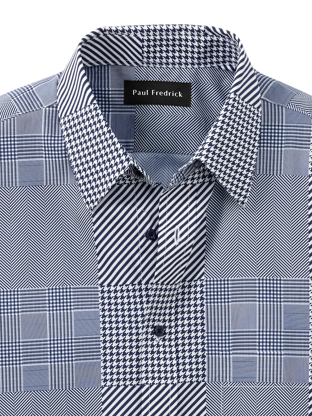 Cotton Patchwork Casual Shirt - Blue - Image 6