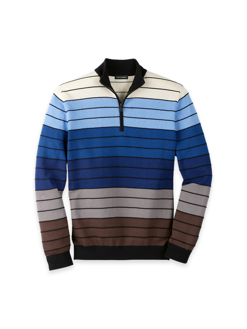 Cotton Quarter Zip Mock Neck Sweater - Multi