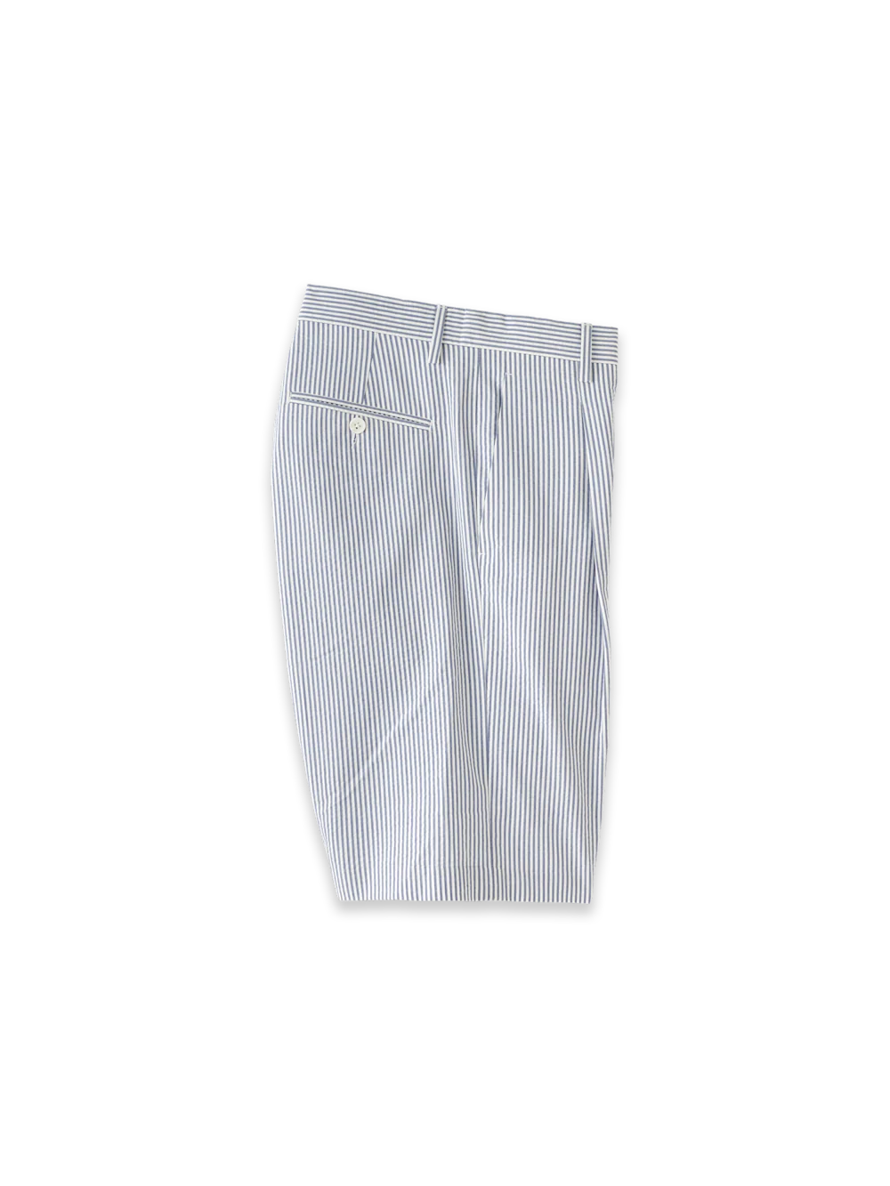 Cotton Seersucker Shorts - Dark Blue/white