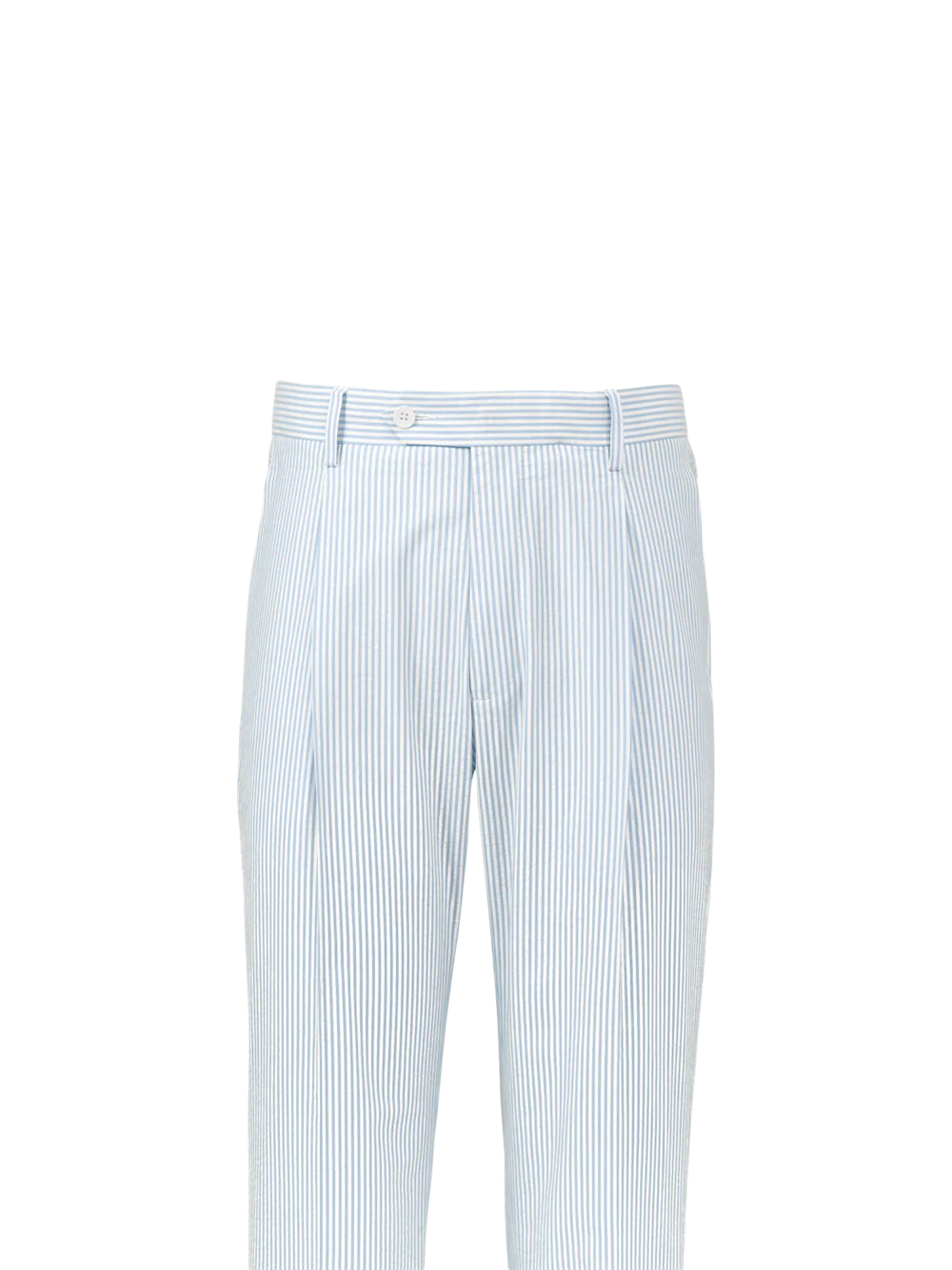 Cotton Seersucker Single Pleated Pants - Tan/white - Image 2