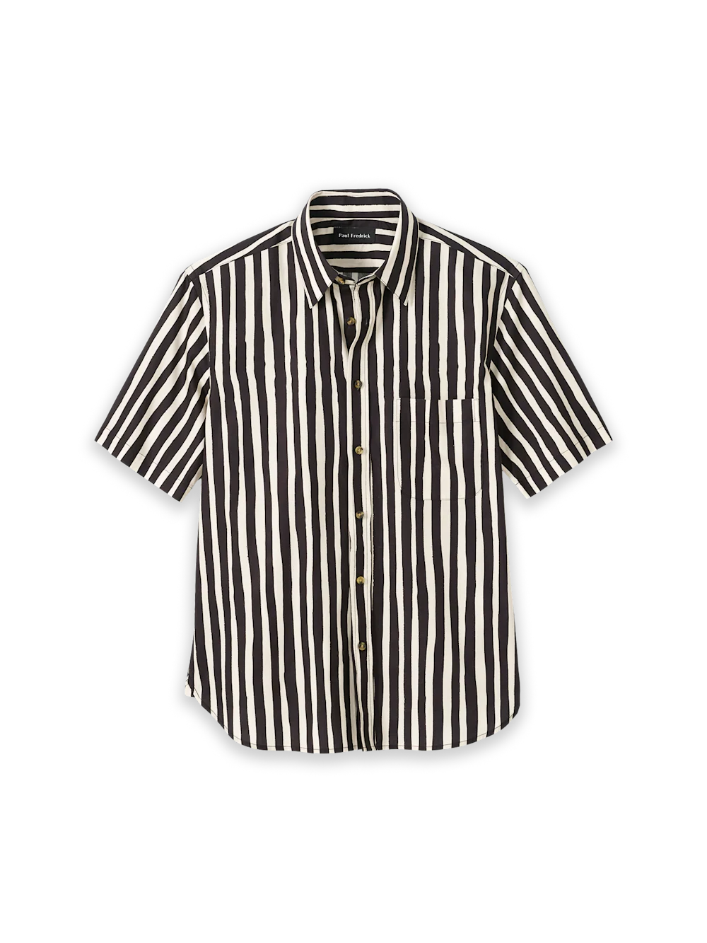 Cotton Stripe Casual Shirt - Black/tan