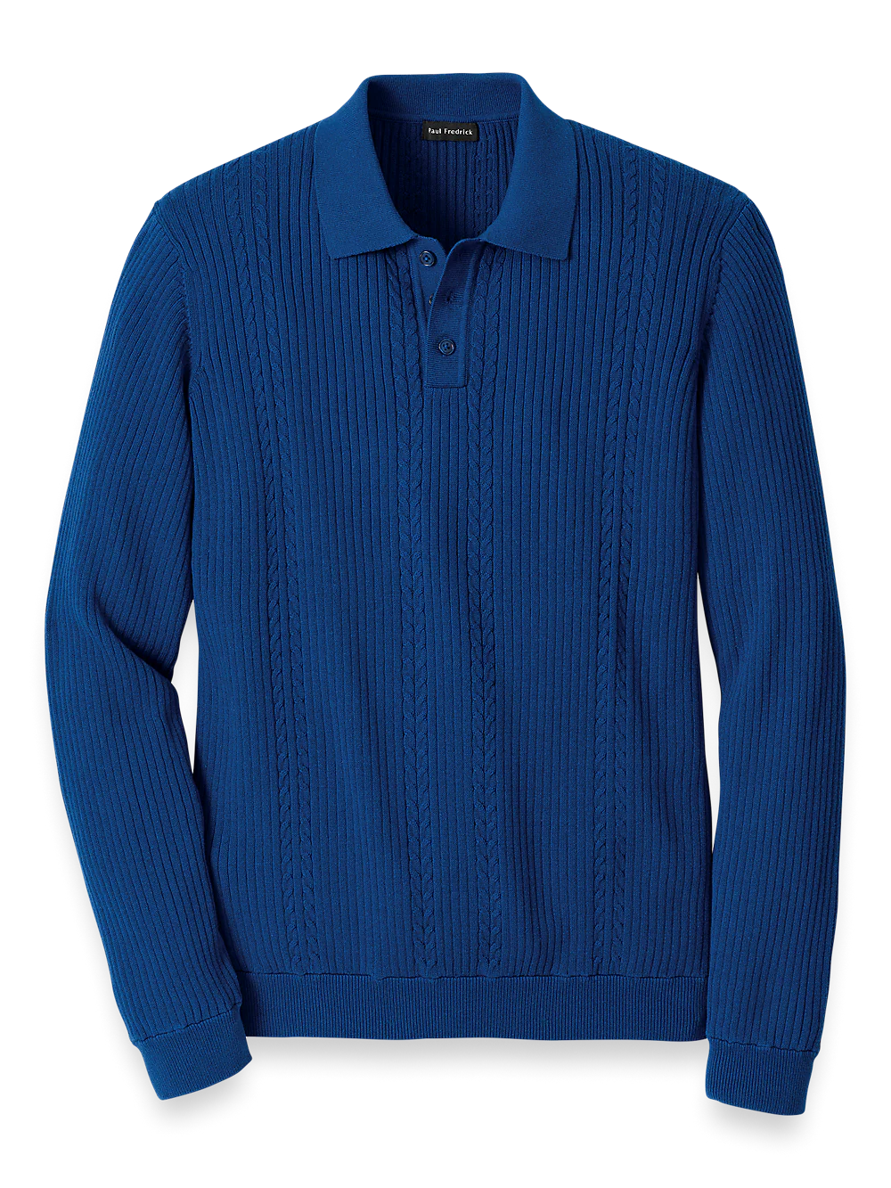 Cotton Three Button Polo - Blue