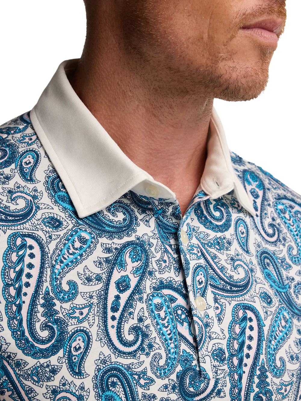 Cotton Three Button Polo - Multi - Image 3