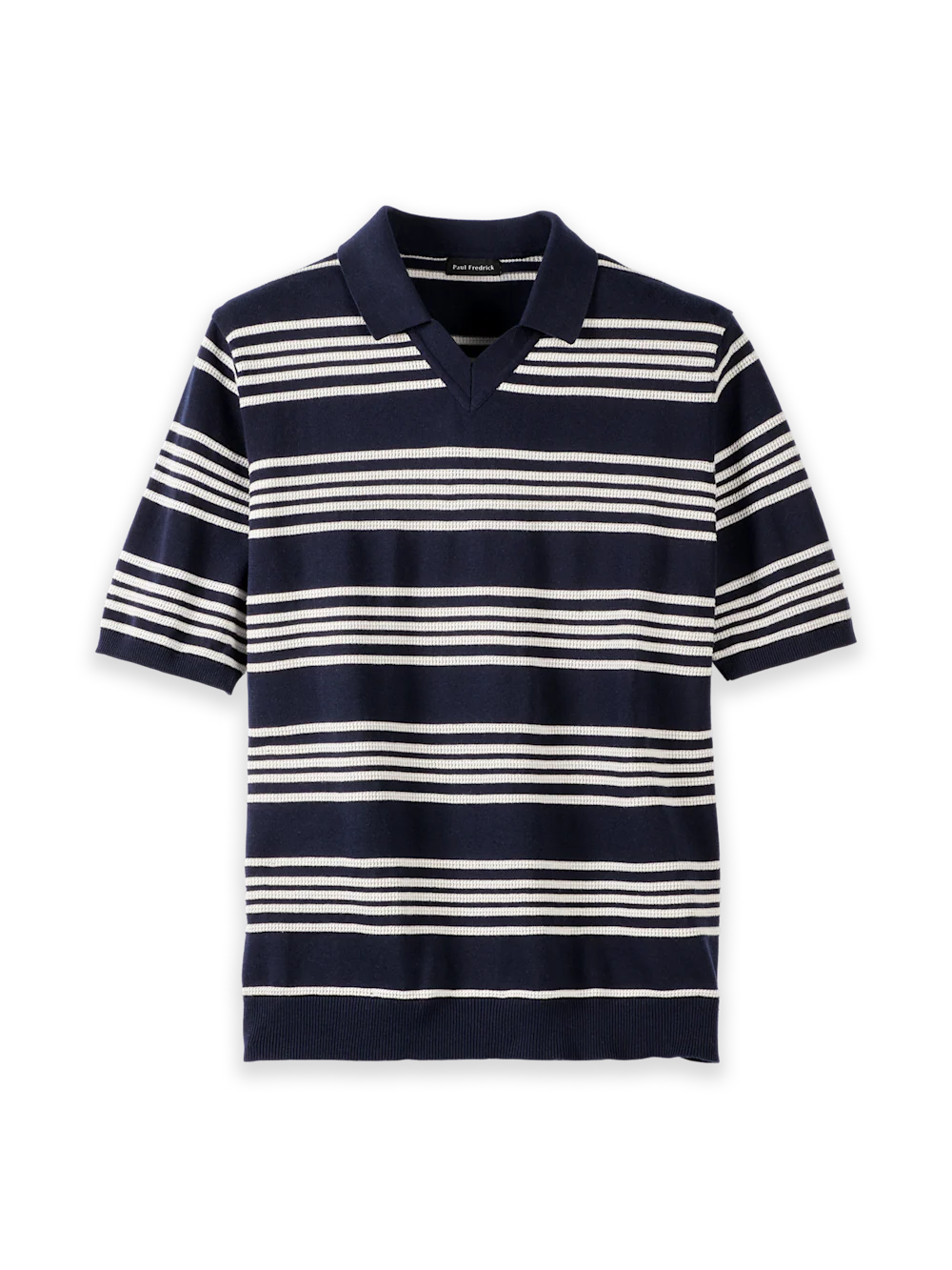 Cotton V-Neck Polo - Navy