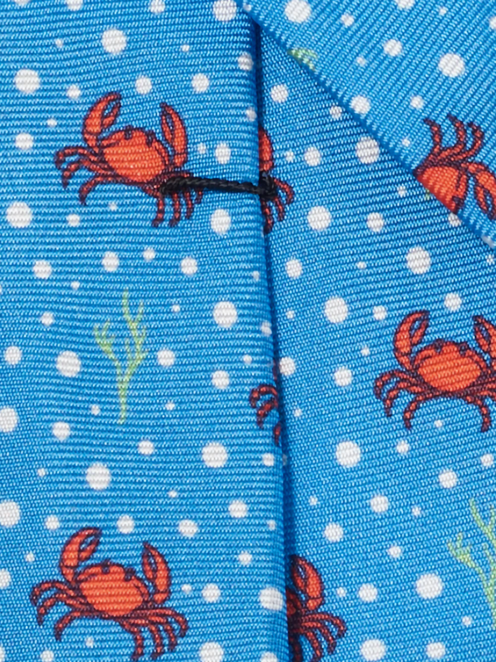 Crab Motif Woven Silk Tie - Blue Multi - Image 4