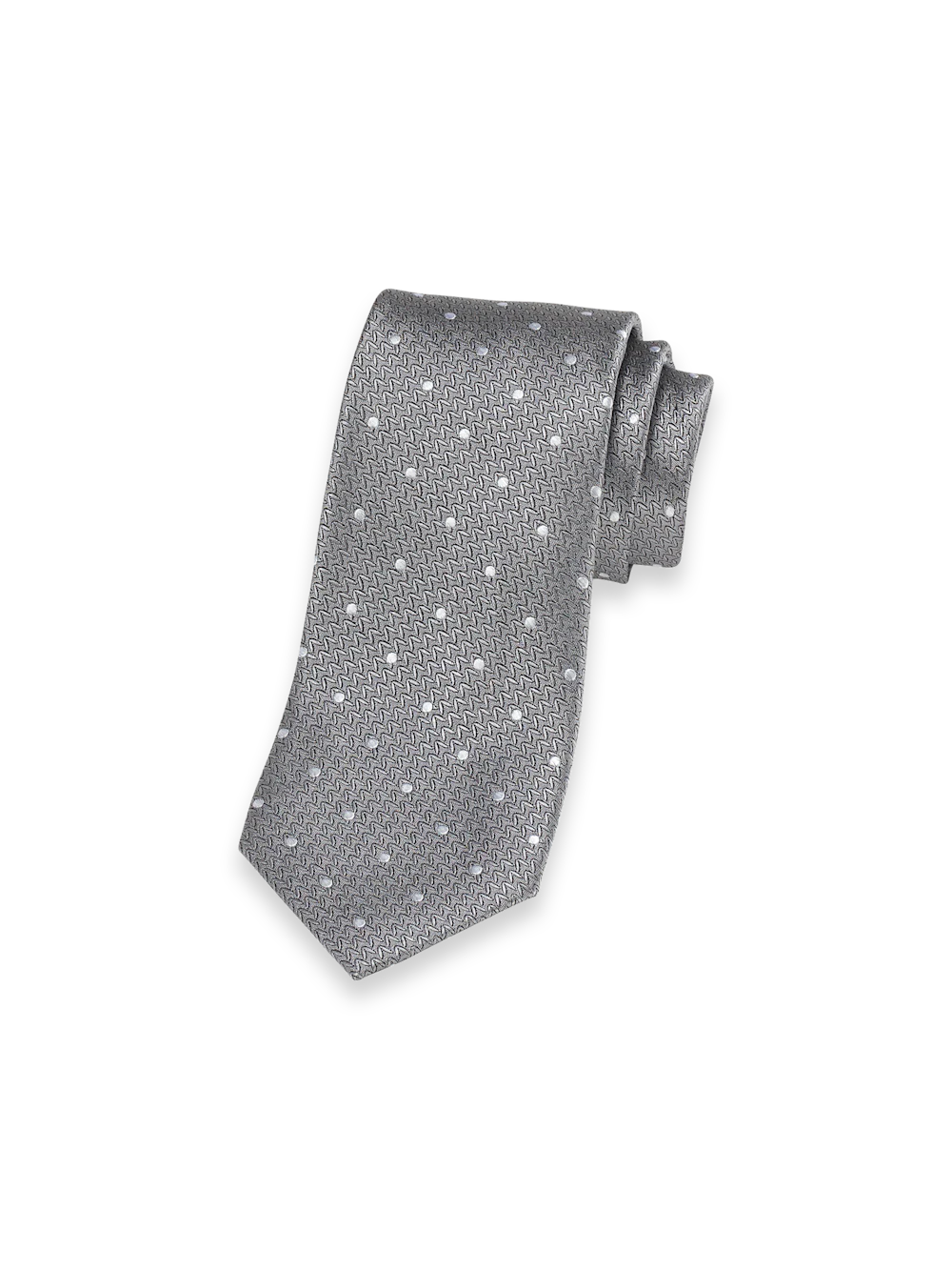 Dot Woven Silk Tie - Silver