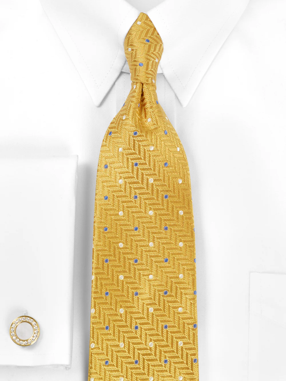 Dot Woven Silk Tie - Yellow/blue - Image 2