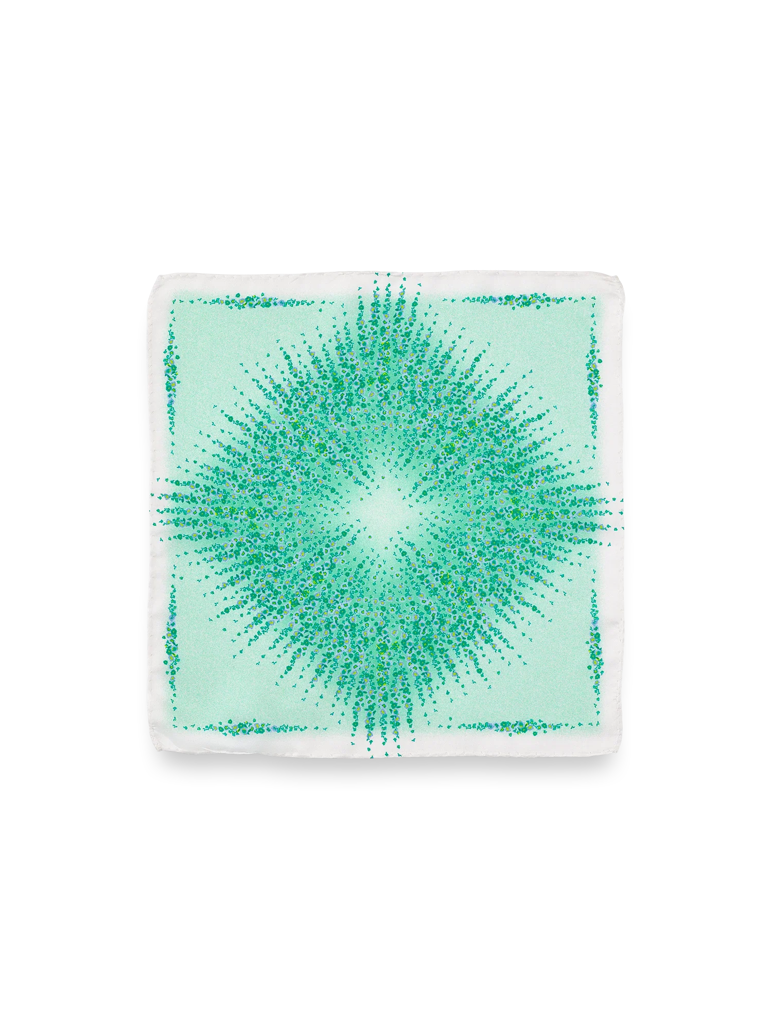 Floral Silk Pocket Square - Green/white - Image 2