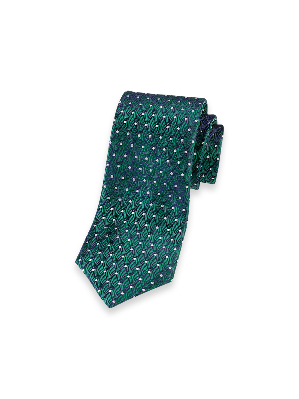 Geometric Woven Silk Tie - Green