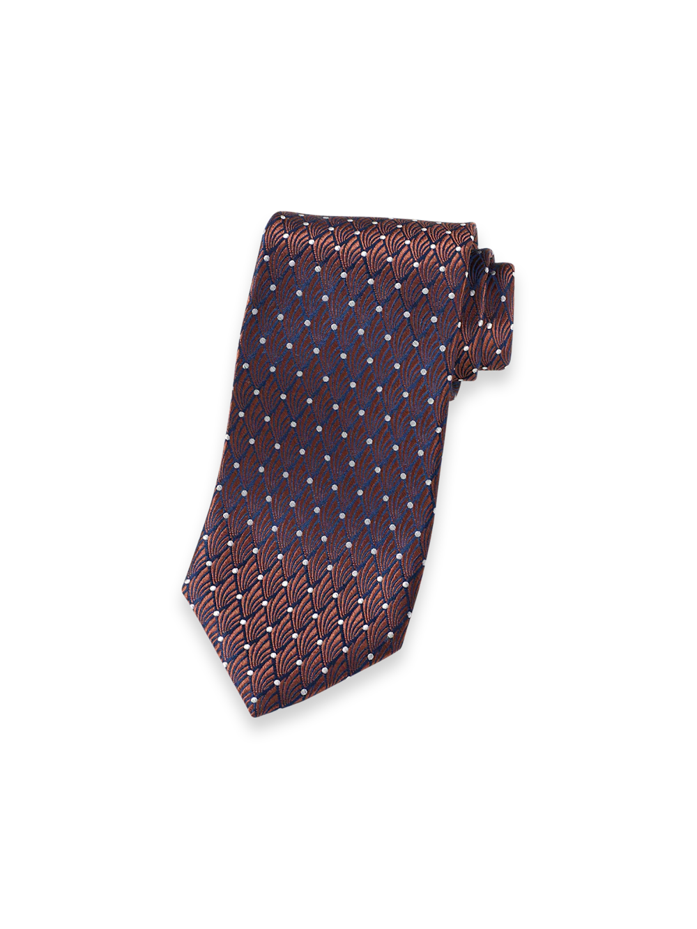 Geometric Woven Silk Tie - Brown