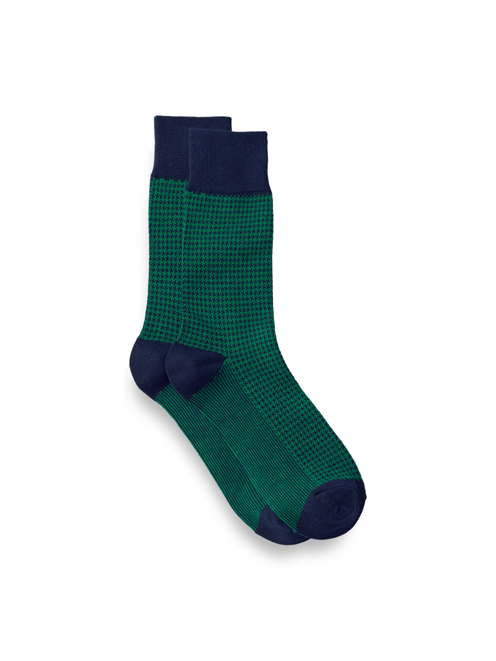 Houndstooth Cotton Blend Sock - Green/navy