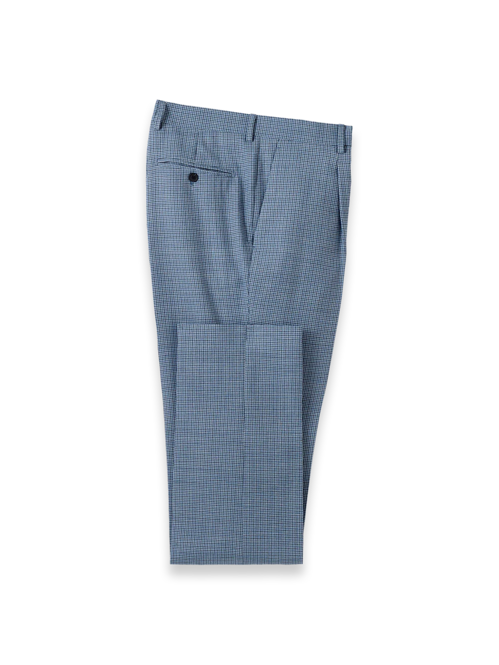 Houndstooth Wool Single Breasted Peak Lapel Suit - Blue Houndstooth - Image 9