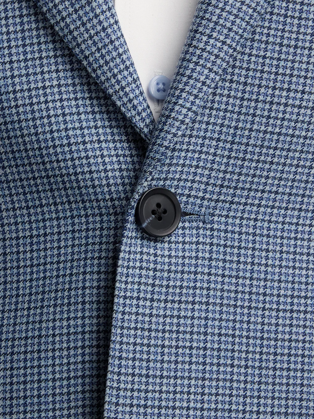 Houndstooth Wool Blend Single Breasted Peak Lapel Suit Jacket - Blue Houndstooth - Image 5