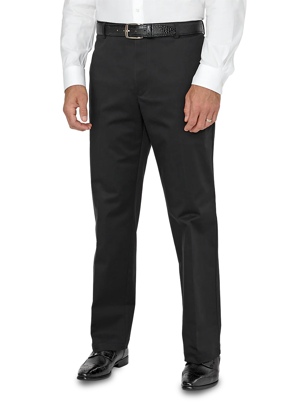 Impeccable Flat Front Pant Non-iron Smart Stretch Waistband - Black