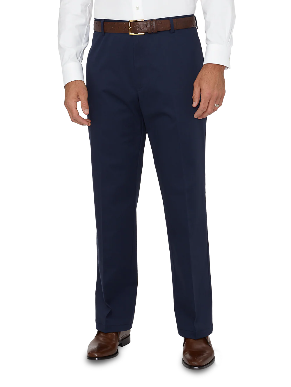 Impeccable Flat Front Pant Non-iron Smart Stretch Waistband - Navy
