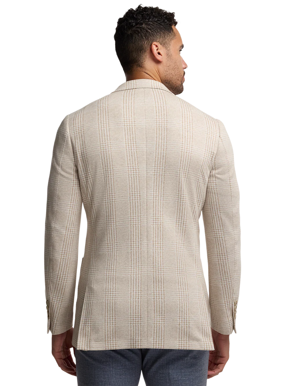 Knit Soft Touch Single Breasted Notch Lapel Sport Coat - Tan - Image 7