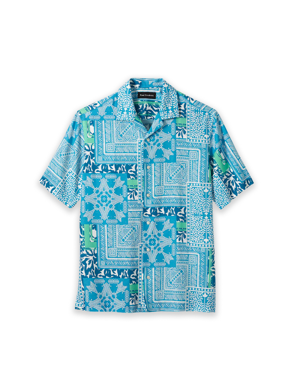 Linen Blend Bandana Casual Shirt - Aqua