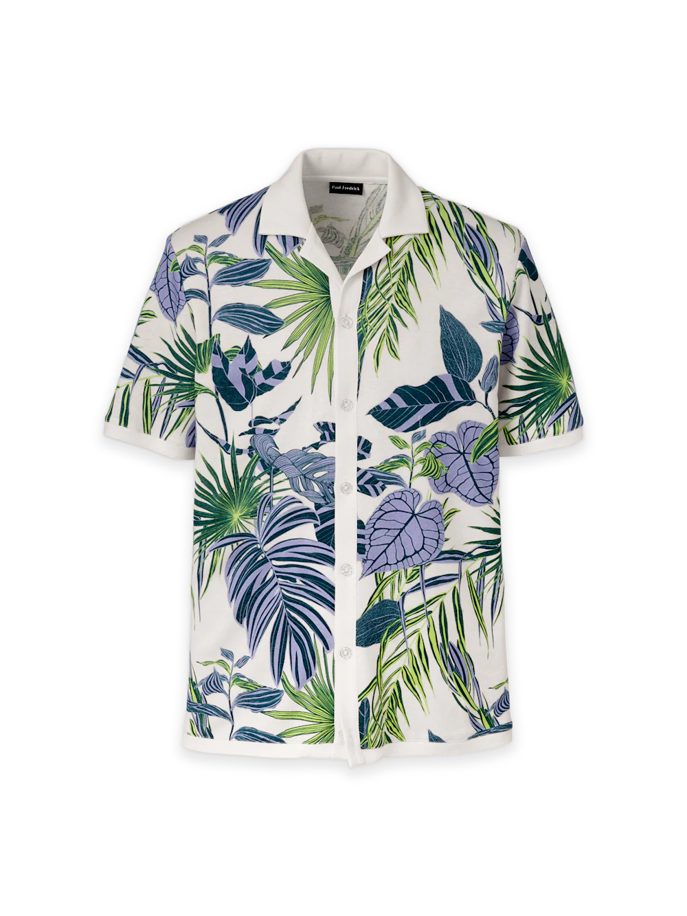 Linen Blend Button Front Camp - White Multi