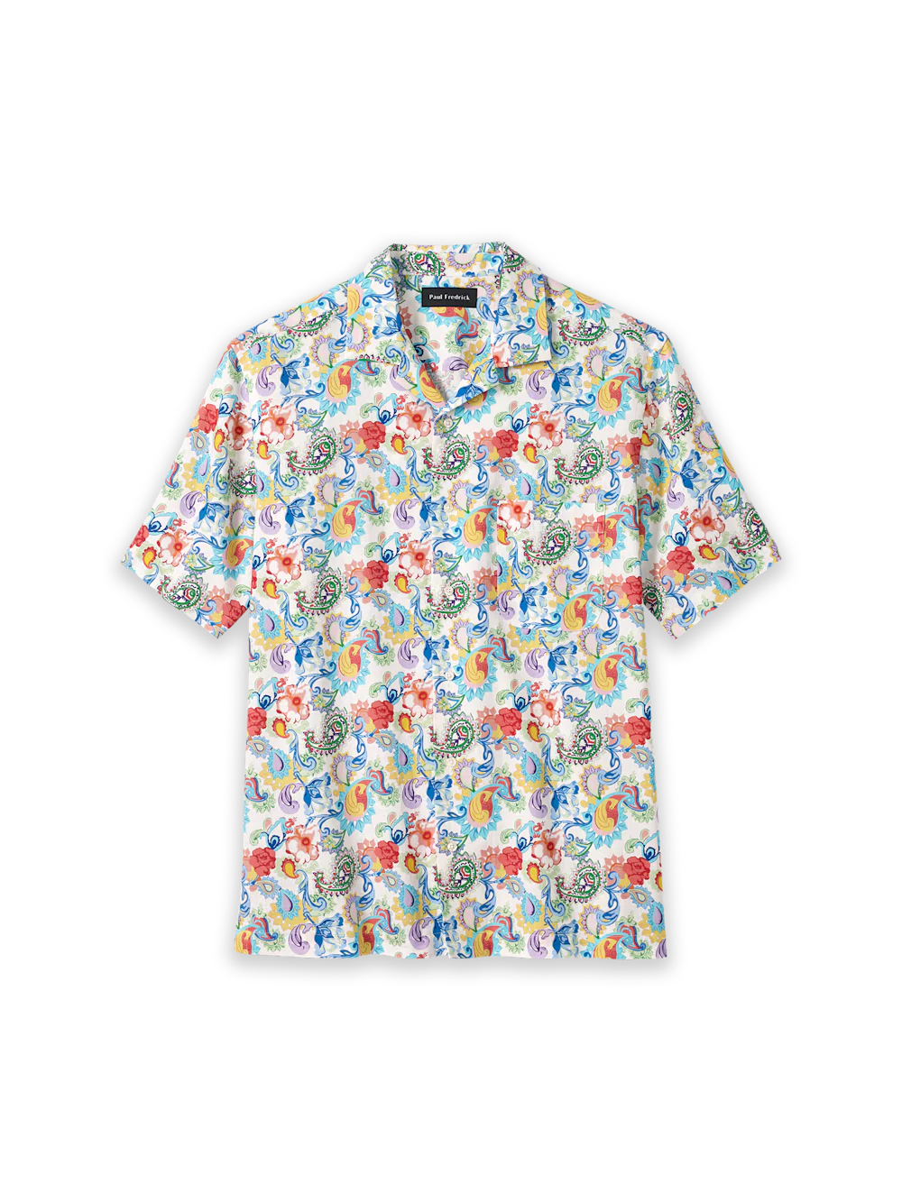 Linen Blend Paisley Casual Shirt - White Multi