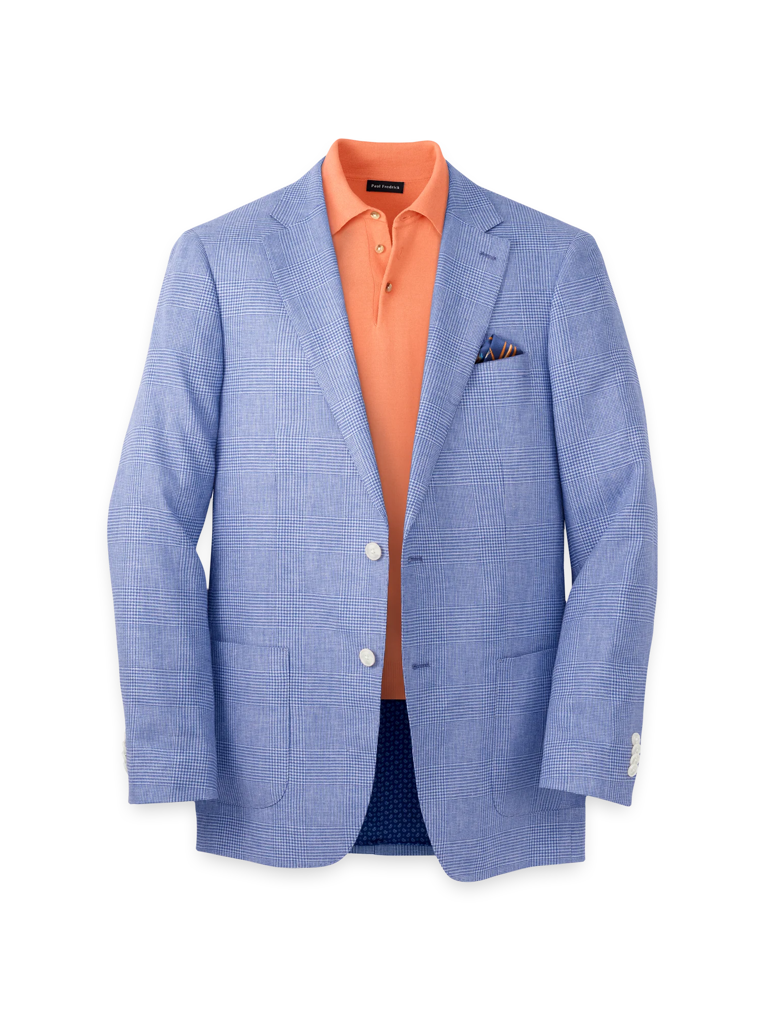 Linen Blend Single Breasted Notch Lapel Sport Coat - Blue