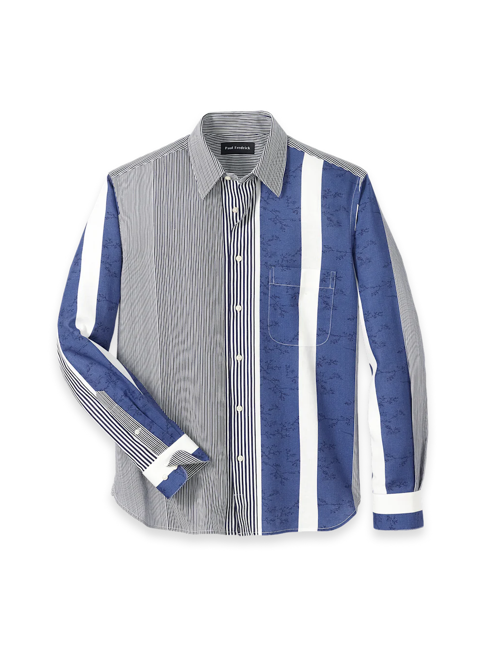 Linen Blend Stripe Casual Shirt - Blue/white